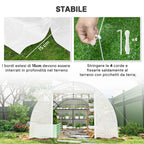 Outsunny 8x3x2 m Tunnel Greenhouse with Plastic Lining and Reinforced Steel, White