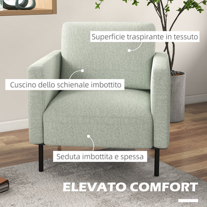 Homcom furnishing armchair in breathable linen effect and steel legs, 79x76x65 cm, gray