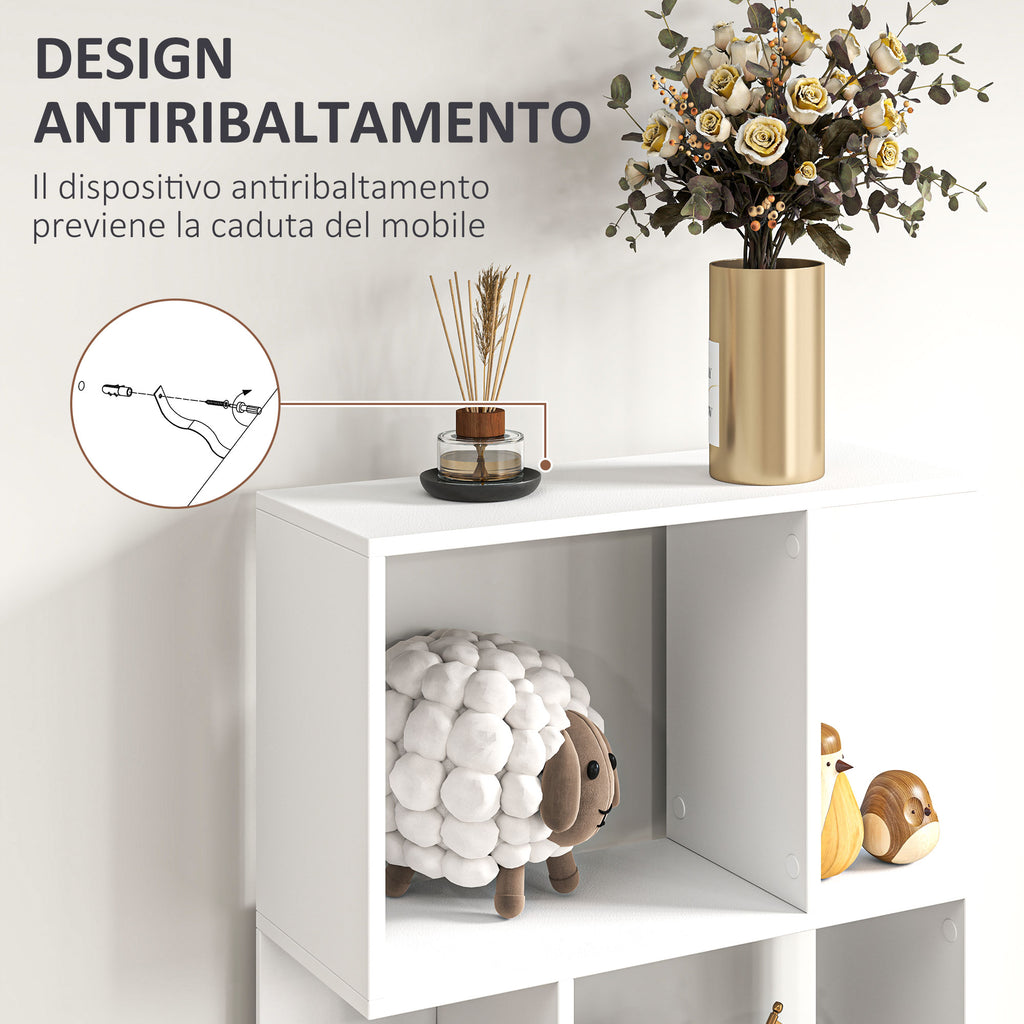 Wooden Bookcase Cabinet with 5 Shelves with Divider, 60x24x184.5 cm, White