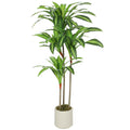 HOMCOM Artificial Green Dracaena Plant in PEVA and Wood with PP and Cement Container Pot, 60x40x120 cm