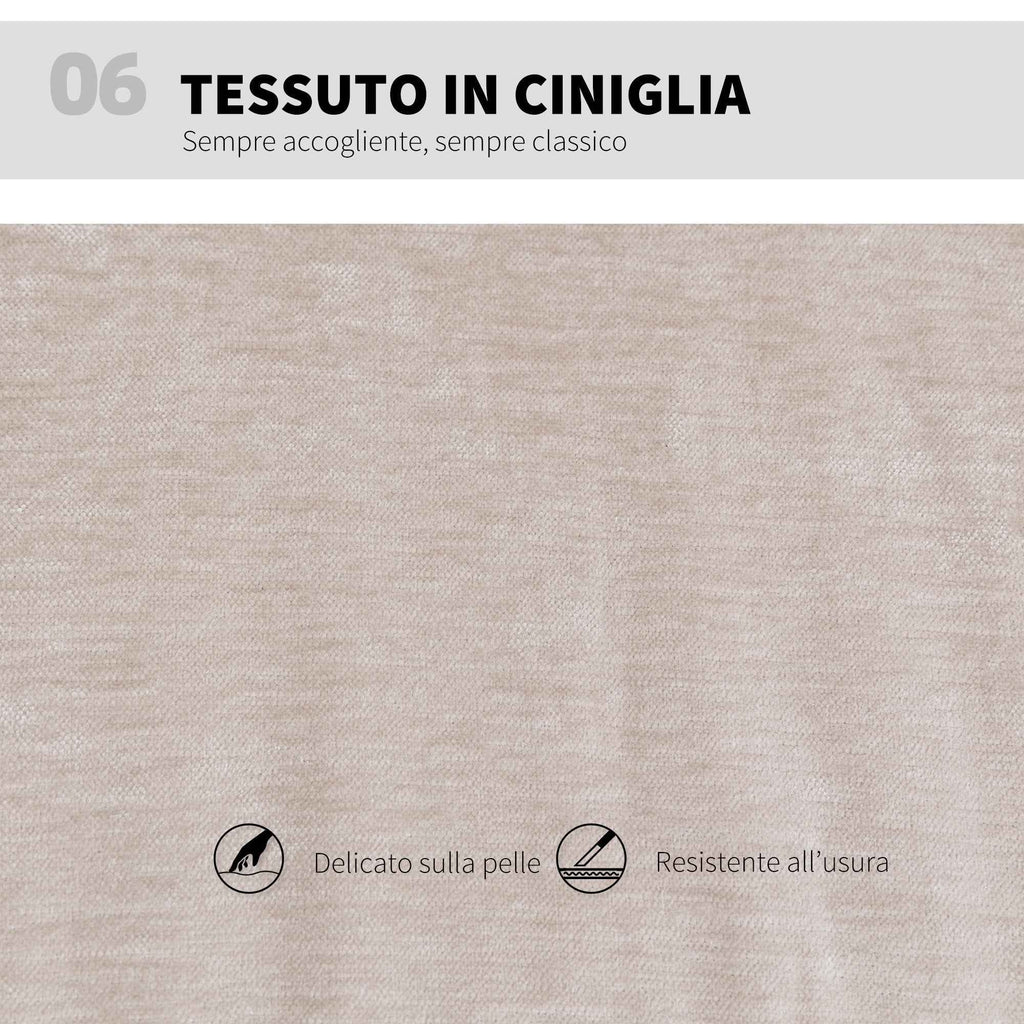 HOMCOM Adjustable Office Chair, Tilting and Swivel, Chenille Fabric and Steel, 62x67x83-93 cm, Beige