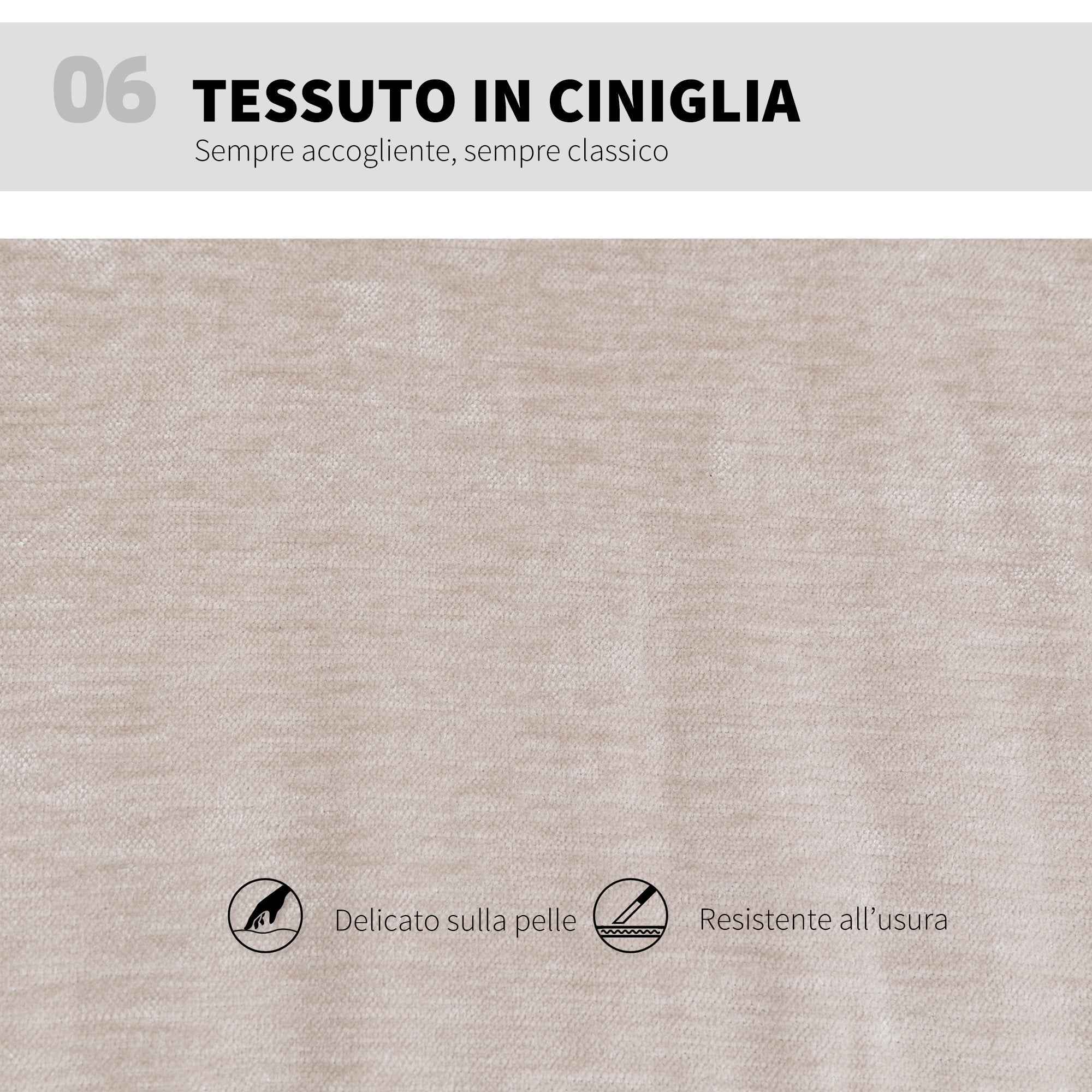 HOMCOM Adjustable Office Chair, Tilting and Swivel, Chenille Fabric and Steel, 62x67x83-93 cm, Beige