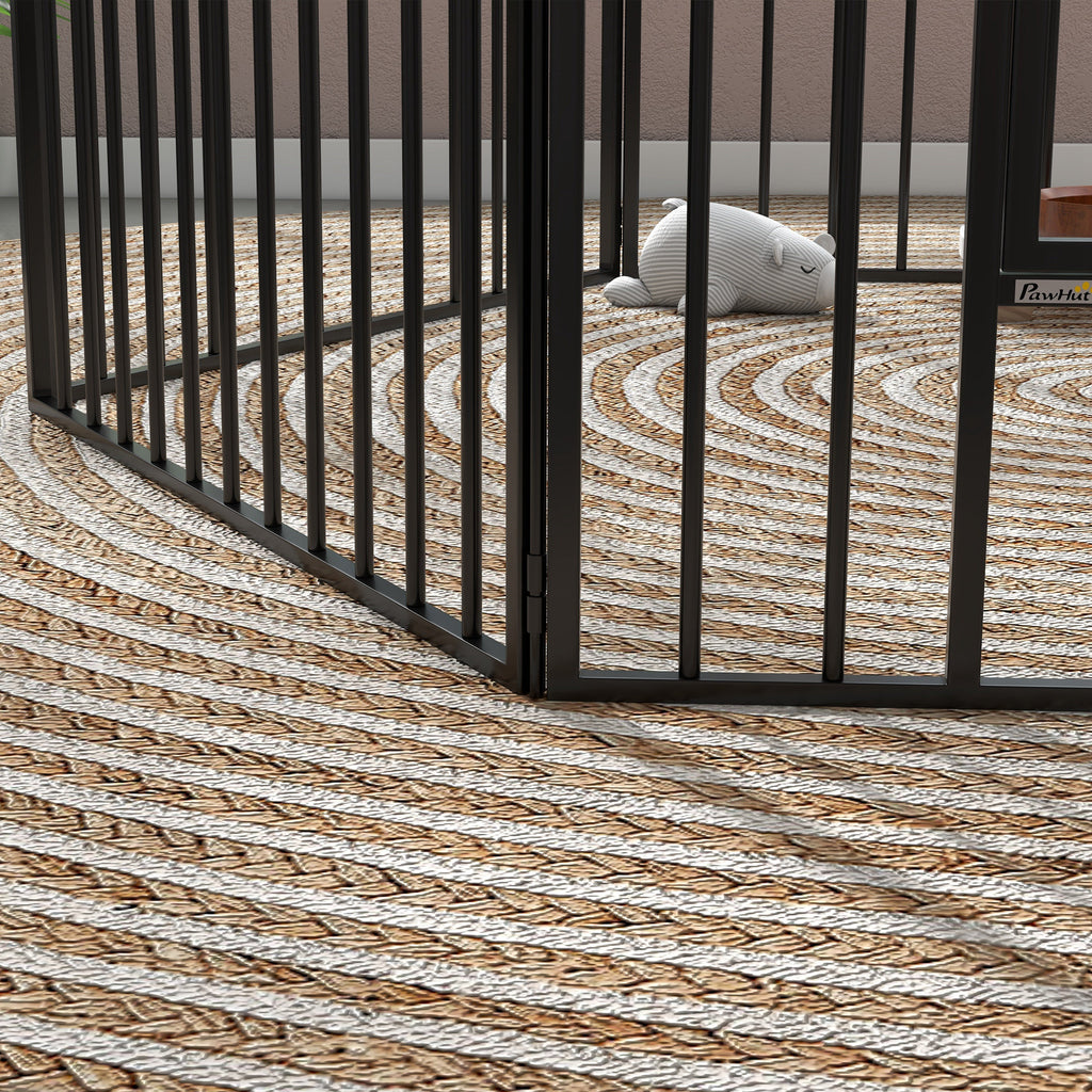 PAWHUT FENCE FOR 6 DOGS with 6 modular and outdoor modular panels, in steel, 164x83x60 cm, black - Borgè