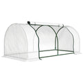 Outsunny Steel Tunnel Greenhouse with PVC Cover, 200x100x80 cm, White