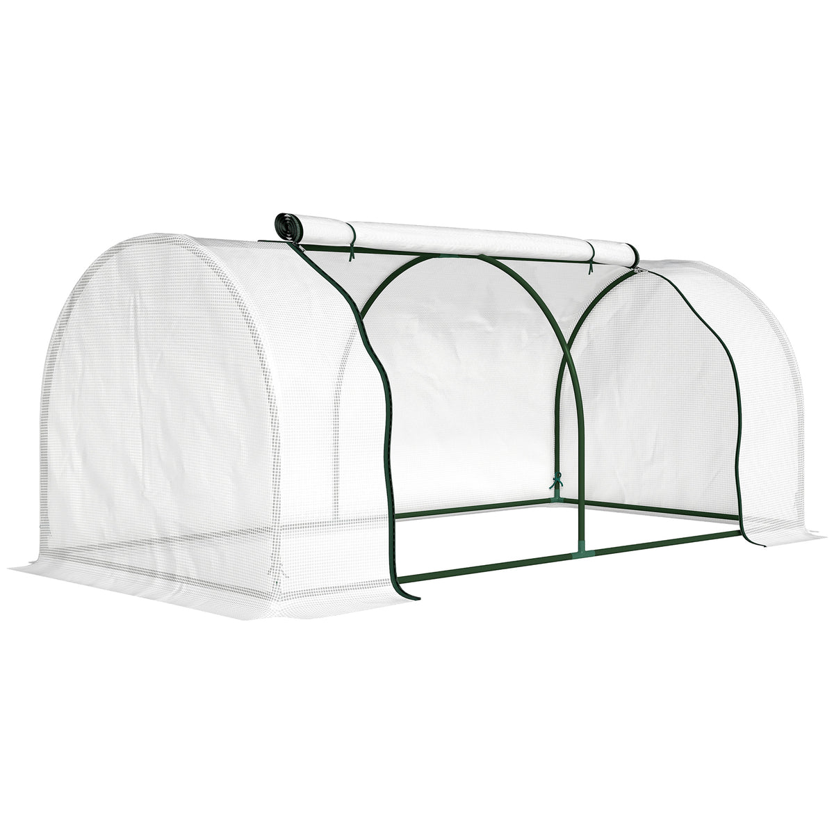 Outsunny Steel Tunnel Greenhouse with PVC Cover, 200x100x80 cm, White