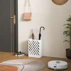 Design Umbrella Stand with Drip Tray and 4 Metal Hooks, 28x14x41 cm, White