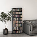 CD Rack with 6 Adjustable Shelves, 360 CDs/185 DVDs Capacity, 58x24x124.5 cm, Black