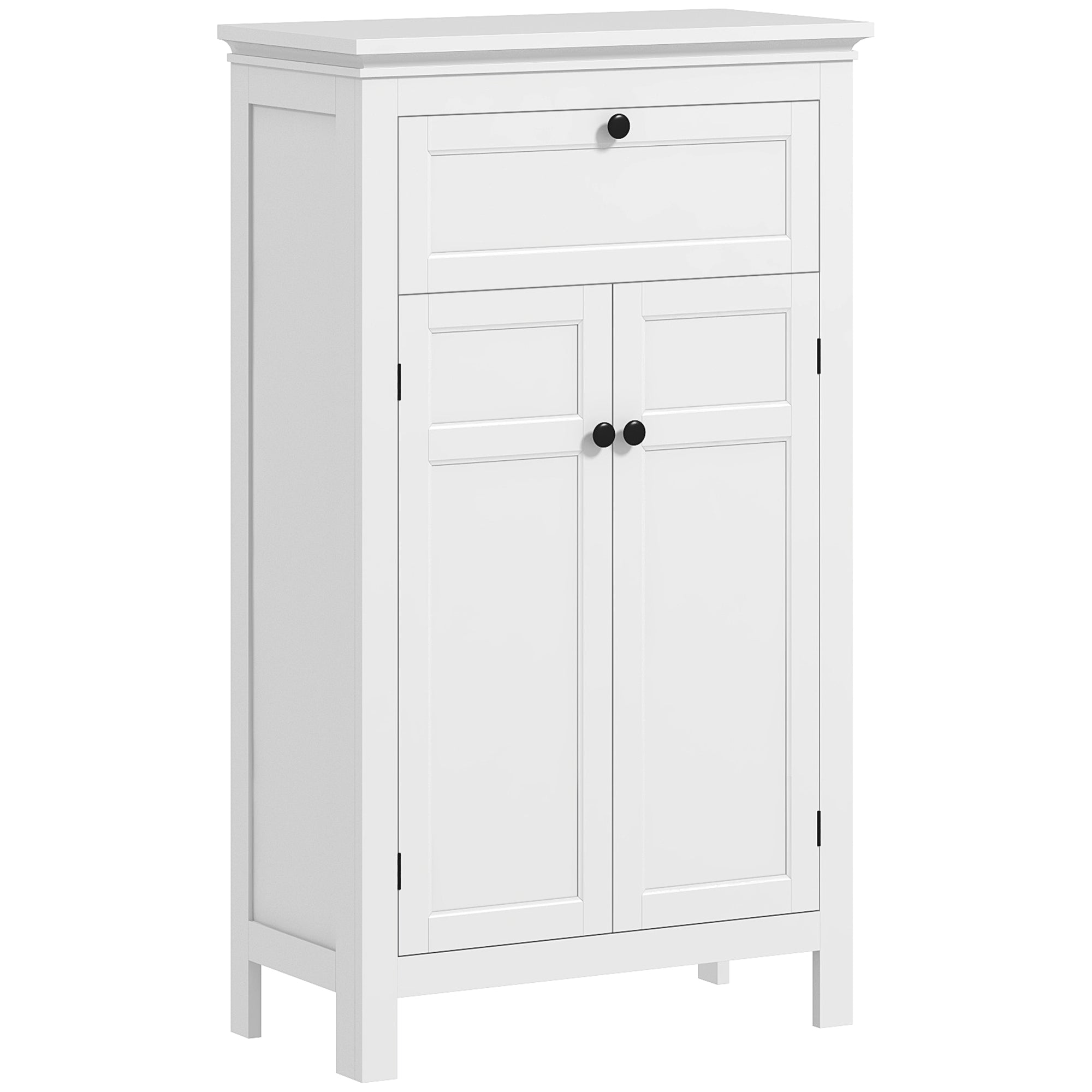 Bathroom Cabinet with 2 Doors and Drawer, Space-Saving Bathroom Cabinet with Adjustable Shelves, 60x30x102.5 cm, White