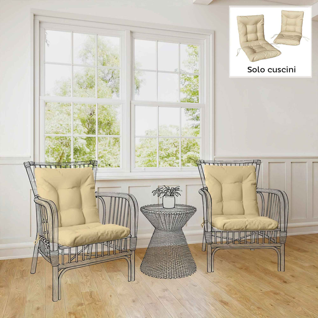 Outsunny Set of 2 Outdoor Chair Cushions with Ties, Polyester and Cotton, 120x50x8 cm, Beige