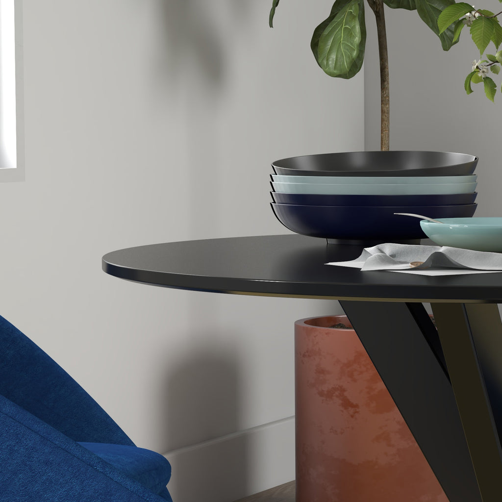 Homcom Round modern dining table for 4 people in steel and mdf, Ø100x75cm, black - Borgè