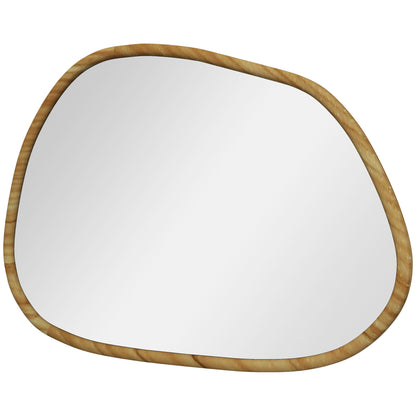 HOMCOM Modern Wall Mirror with Irregular Edges and Wooden Frame for Bedroom and Entrance, 70x50cm - Borgè