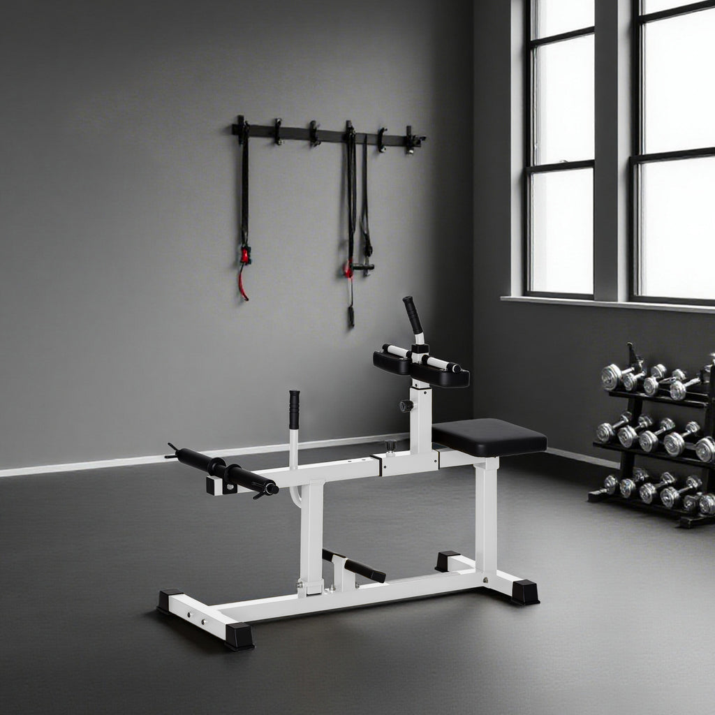 SPORTNOW Adjustable Seated Calf Machine, for Leg, Calf, Waist and Arm Training, Home Gym, White