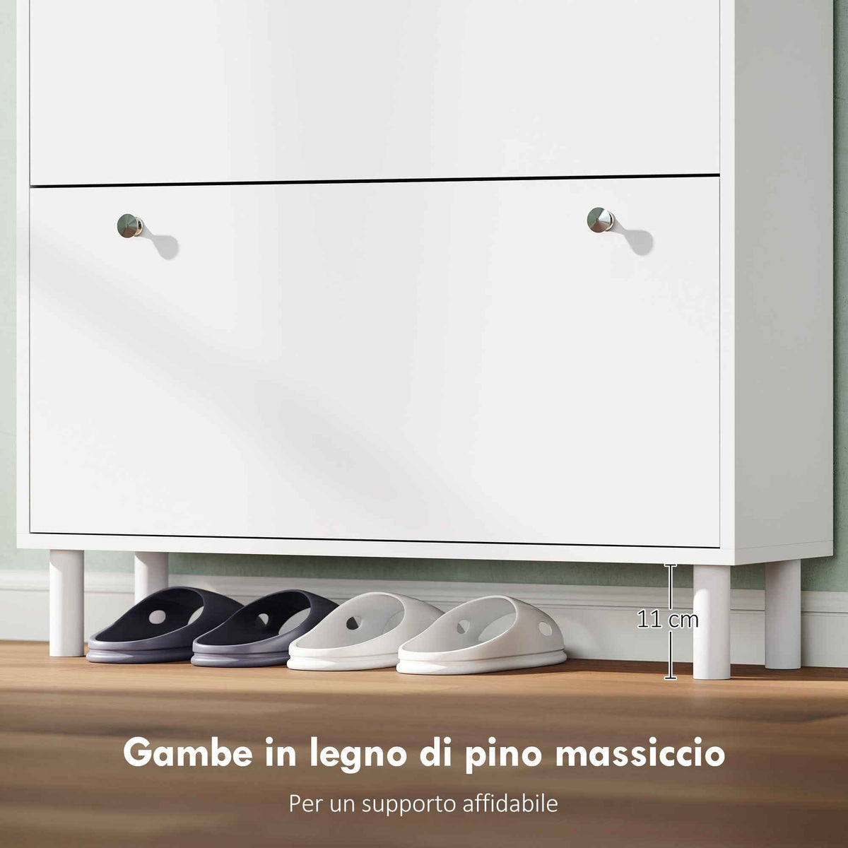 HOMCOM Slim Shoe Rack with 4 Folding Drawers and Adjustable Shelves for 24-32 Shoes, 80x23.5x157 cm, White