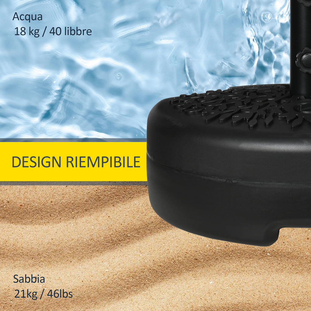 Semicircular Umbrella Base Fillable with Sand or Water for 38-48mm Poles, Black - Borgè