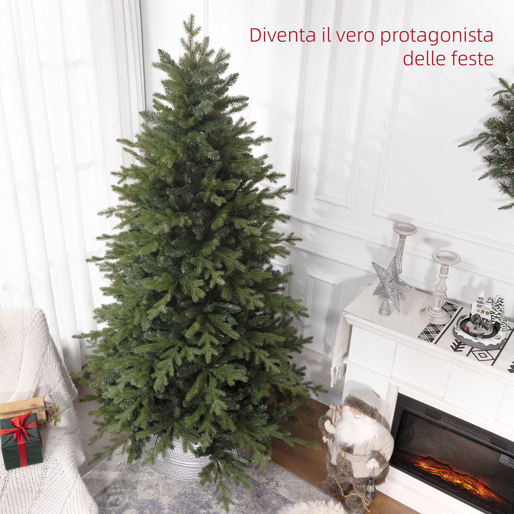 210cm Green Plastic Christmas Tree with Metal Base and 2445 Fireproof Branches