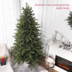 210cm Green Plastic Christmas Tree with Metal Base and 2445 Fireproof Branches