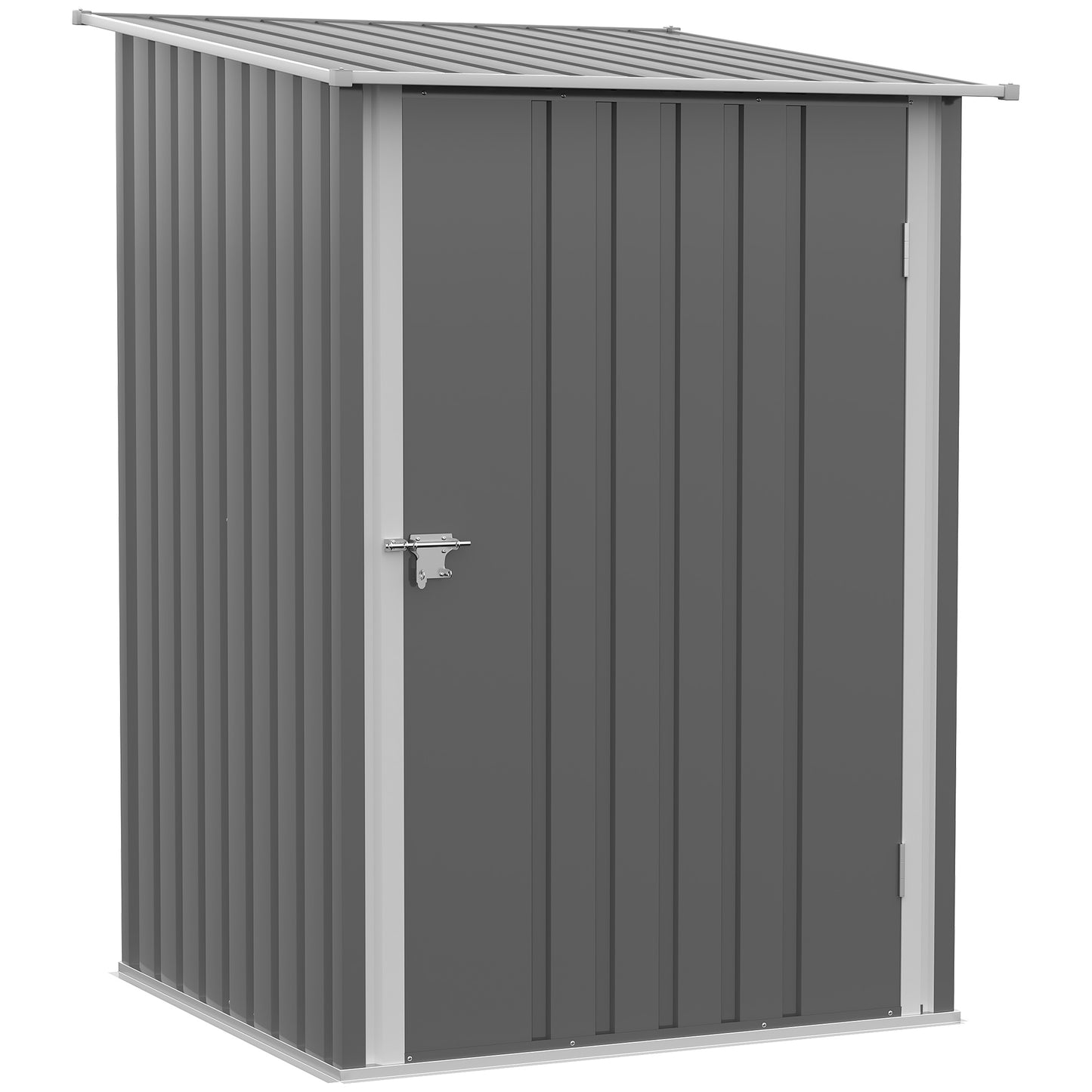 Garden Shed Galvanized Steel Tool Storage Shed with Door, 100x103x160cm, Grey