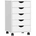 5-Drawer Office Chest with Swivel Casters with Brakes, 40x40x67 cm, White