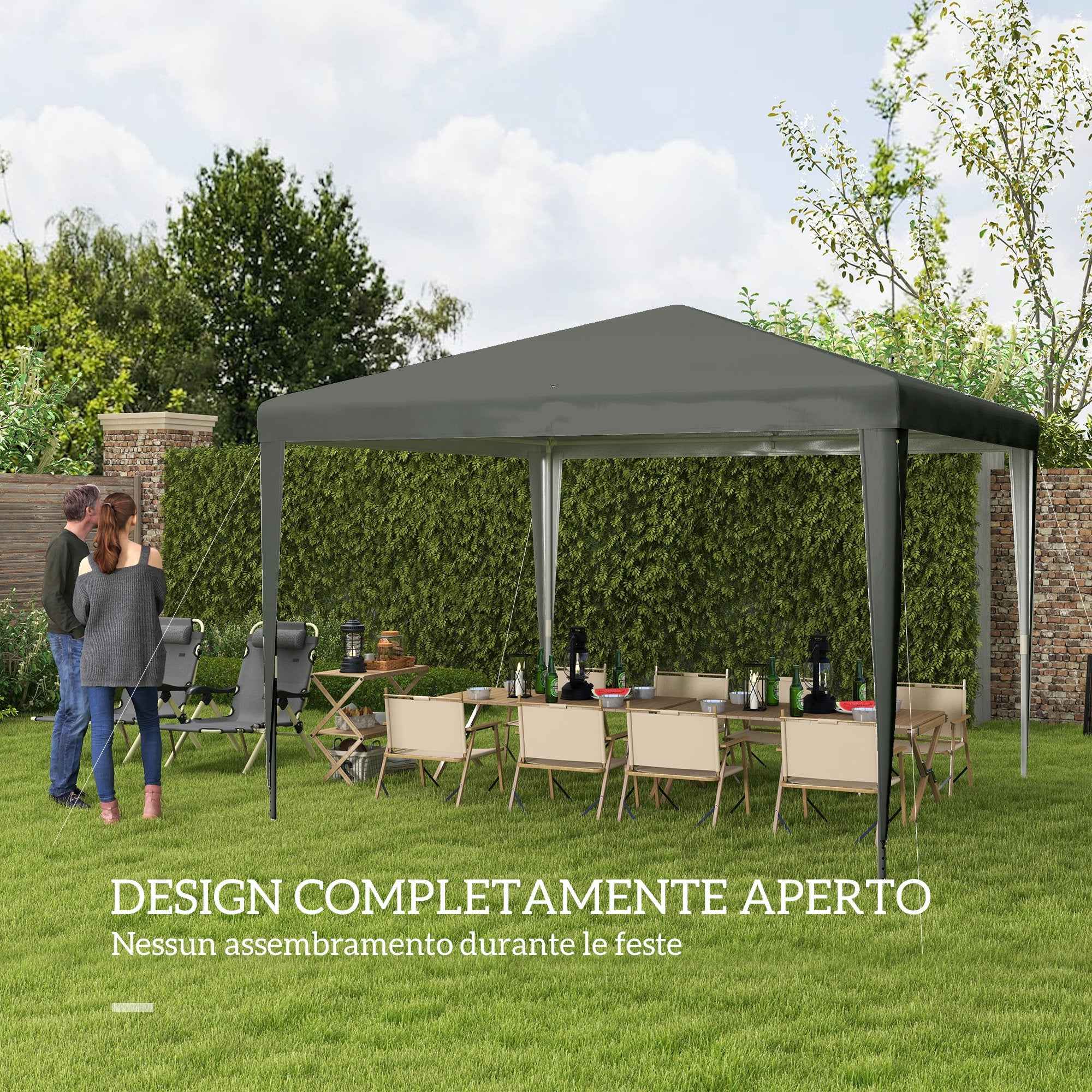 Outsunny 3x3m Folding and Portable Garden Gazebo for Parties with UV Protection Cover, Grey