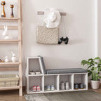 HOMCOM Modern 5-Tier Open Bookcase with 2 Cushions, Wooden, 108x30x60 cm, Grey