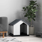 PawHut Waterproof Outdoor Plastic Dog House for Small and Mini Dogs with Window, 62x61x60 cm, Grey