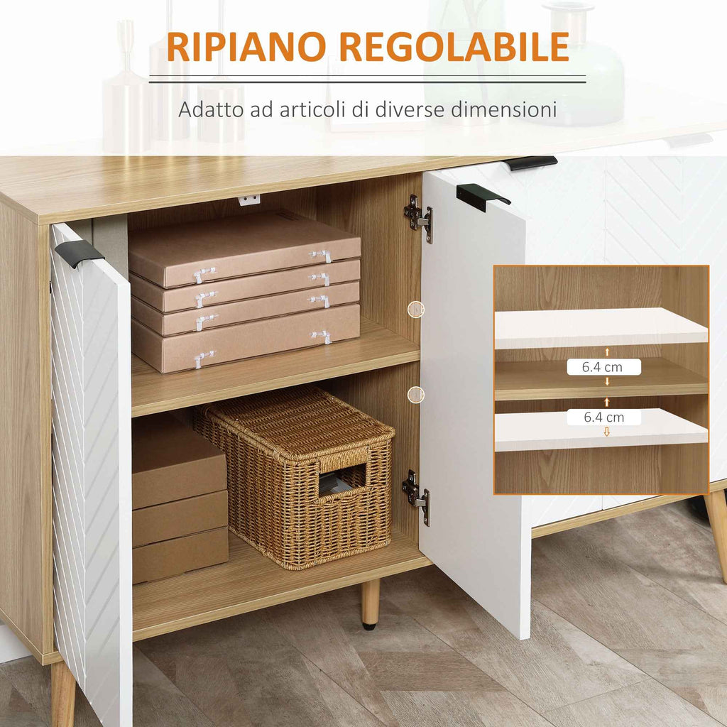 HOMCOM Storage Unit with 2 Adjustable Shelves, Pine Wood, 120x35x77.4 cm, Wood and White