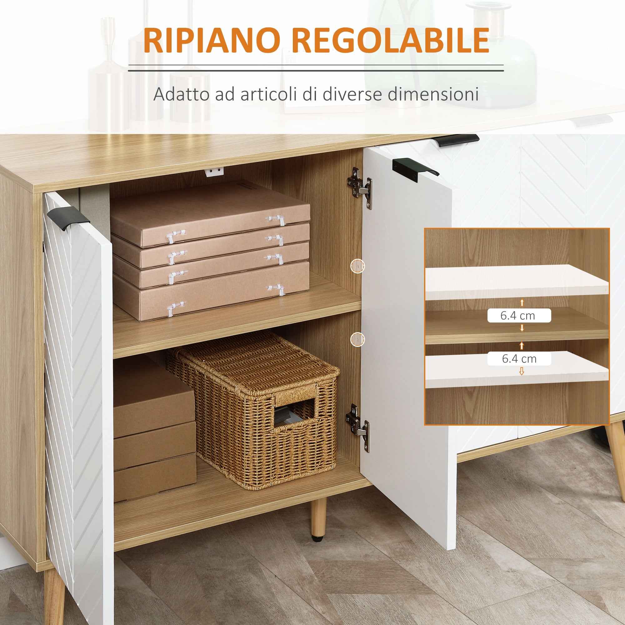 HOMCOM Storage Unit with 2 Adjustable Shelves, Pine Wood, 120x35x77.4 cm, Wood and White