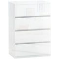 Modern Chest of Drawers 4 Anti-Tip Wooden Drawers, 55x33x80 cm, Glossy White