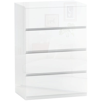 Modern Chest of Drawers 4 Anti-Tip Wooden Drawers, 55x33x80 cm, Glossy White