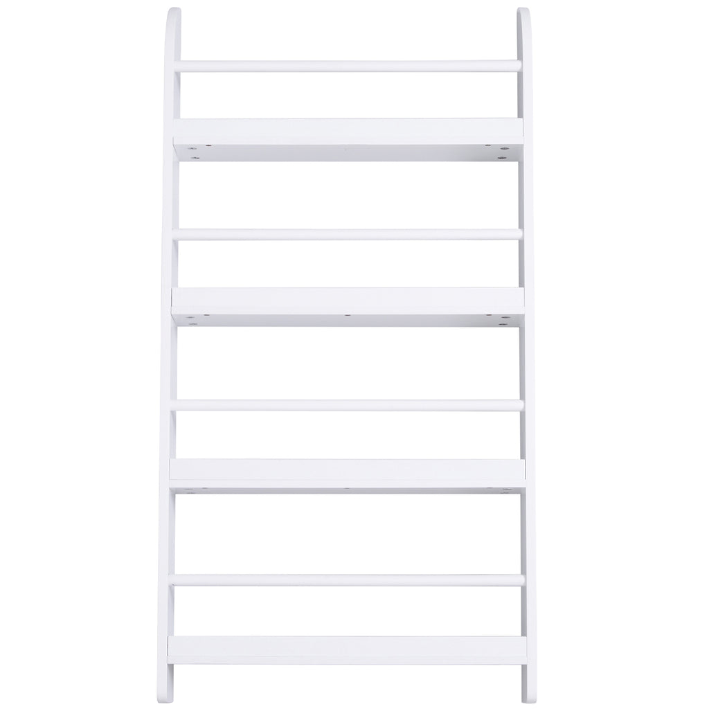 4-Tier Wall-Mounted Bookcase, White, Waterproof, Max Load 30kg (59cm x 12cm x 113cm)