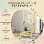 AIYAPLAY Children's Easel with Double Board for Chalk and Markers, Magnetic Whiteboard and Paper Roll, Wood