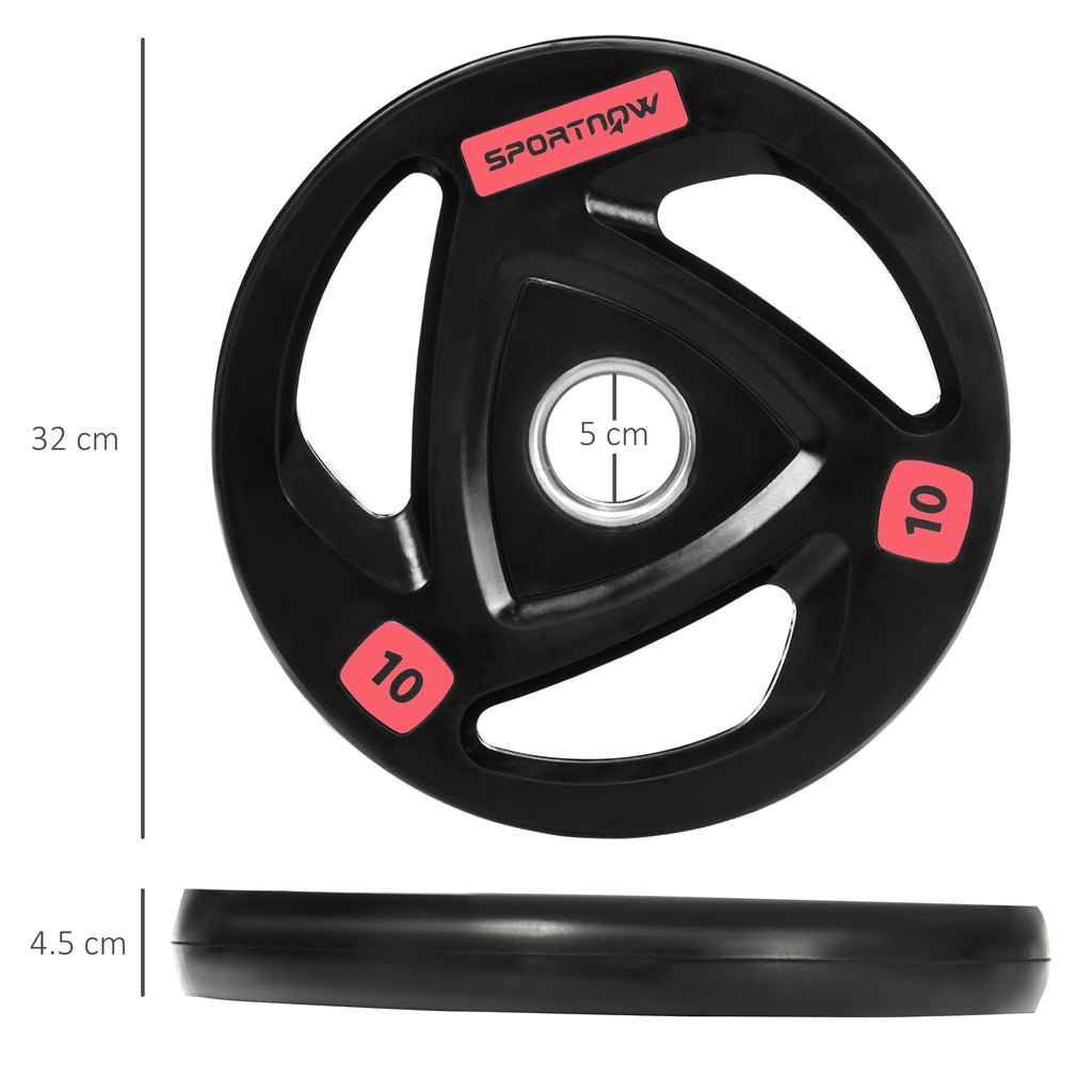 Set of 2 10kg Steel Weight Discs with Rubber Coating for Barbell