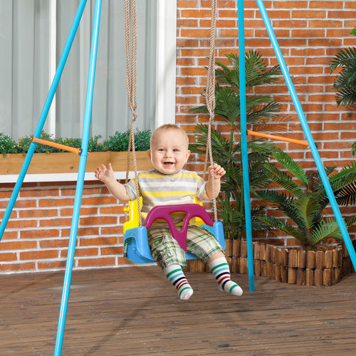 3 in 1 Indoor and Outdoor Children's Swing, Adjustable Rope and Safety Belt, Age 9-36 Months, Blue