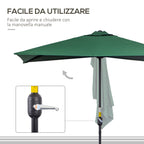 Space-Saving Mezzaluna Wall Umbrella with Crank Opening, Green