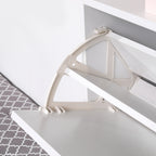 Shoe Rack with 3 Tilt Compartments (18 Pairs of Shoes) and 1 Storage Shelf, White Chipboard, 60 x 24 x 132 cm