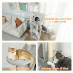 Cat Tree, 160 cm Tall, with 2 Cat Houses, Hammock, Bed and Sisal Posts, Grey