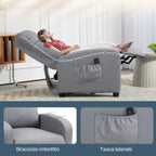 Massage Relax Chair with Remote Control and 8 Programs, Reclining and Footrest, Light Grey