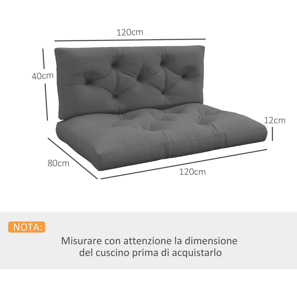Outsunny 2-Piece Garden Cushion Set for Sofas and Pallets in Polyester with Thick Filling, Grey