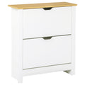 Modern Shoe Rack for 12 Pairs Max with 2 Adjustable and Removable Drawers, in Wood, 72x26x80 cm, White