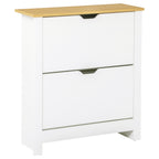 Modern Shoe Rack for 12 Pairs Max with 2 Adjustable and Removable Drawers, in Wood, 72x26x80 cm, White