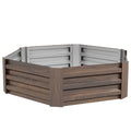 Outsunny Hexagonal Galvanized Steel Raised Garden Bed with Open Bottom, Brown