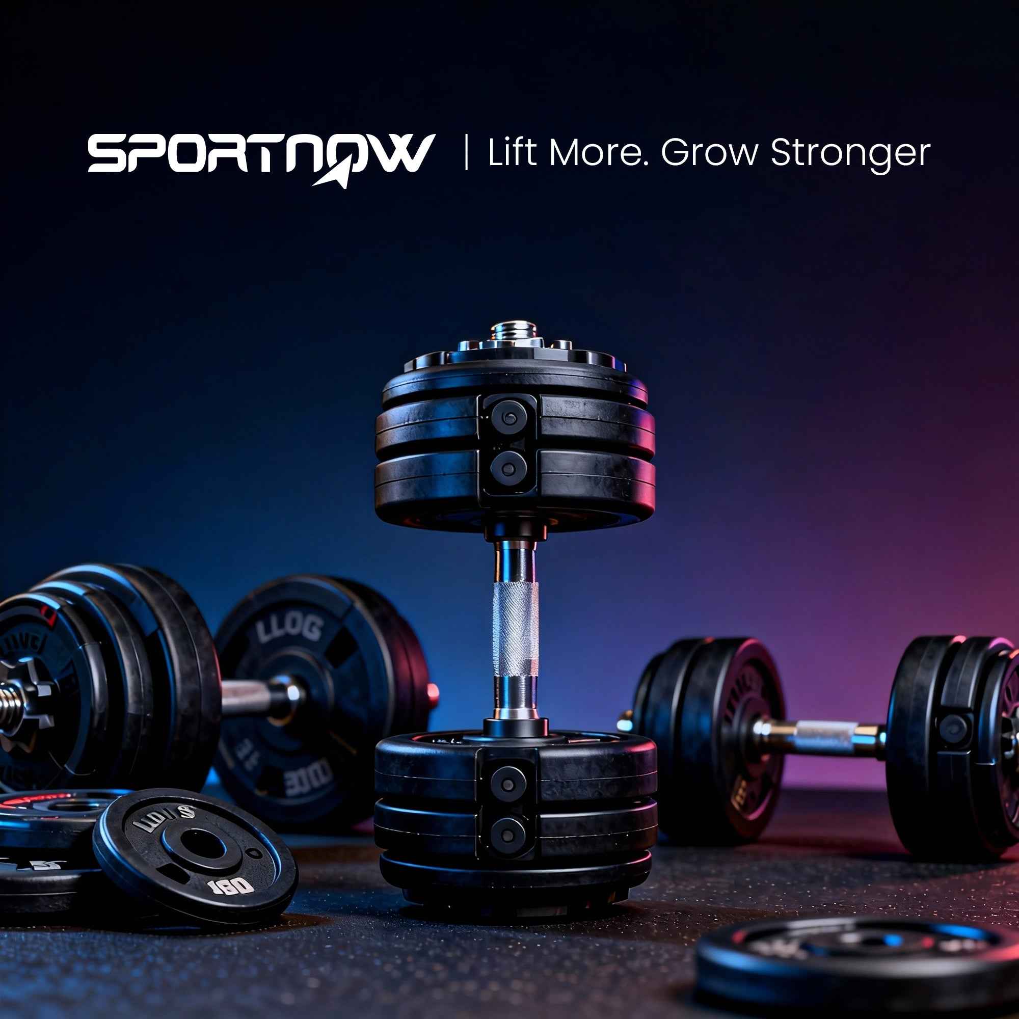 SPORTNOW Adjustable and Non-Slip Dumbbell Set 2-10 kg with Base, Steel, 29.5x13.6x13.6 cm, Multicolor