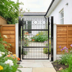 Outsunny Gate 100x131 cm, Galvanized Metal, Lock, Keys, Handle, 2 Posts