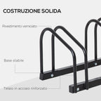 HOMCOM Bicycle Parking Rack for 4 Steel Bicycles, 110x33x27 cm, Black - Borgè