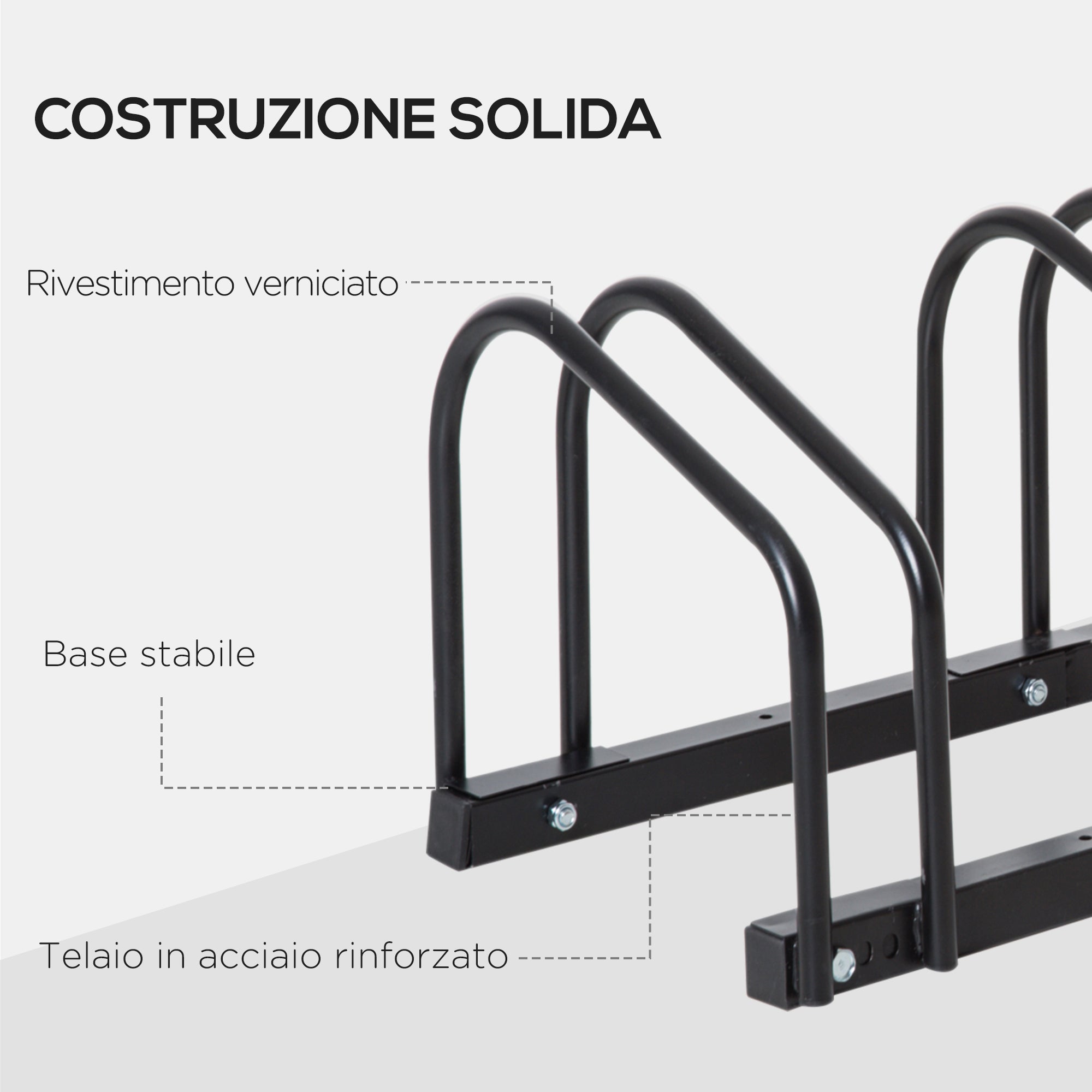 HOMCOM Bicycle Parking Rack for 4 Steel Bicycles, 110x33x27 cm, Black - Borgè