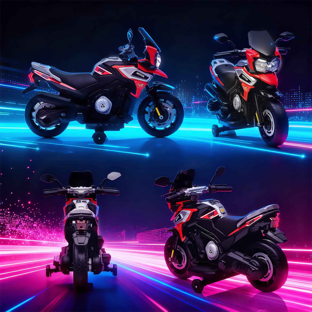 AIYAPLAY Children's Electric Motorcycle with Wheels, Mirrors and Footrest, Made of PP and Metal, 85.5x44.5x56 cm, Red