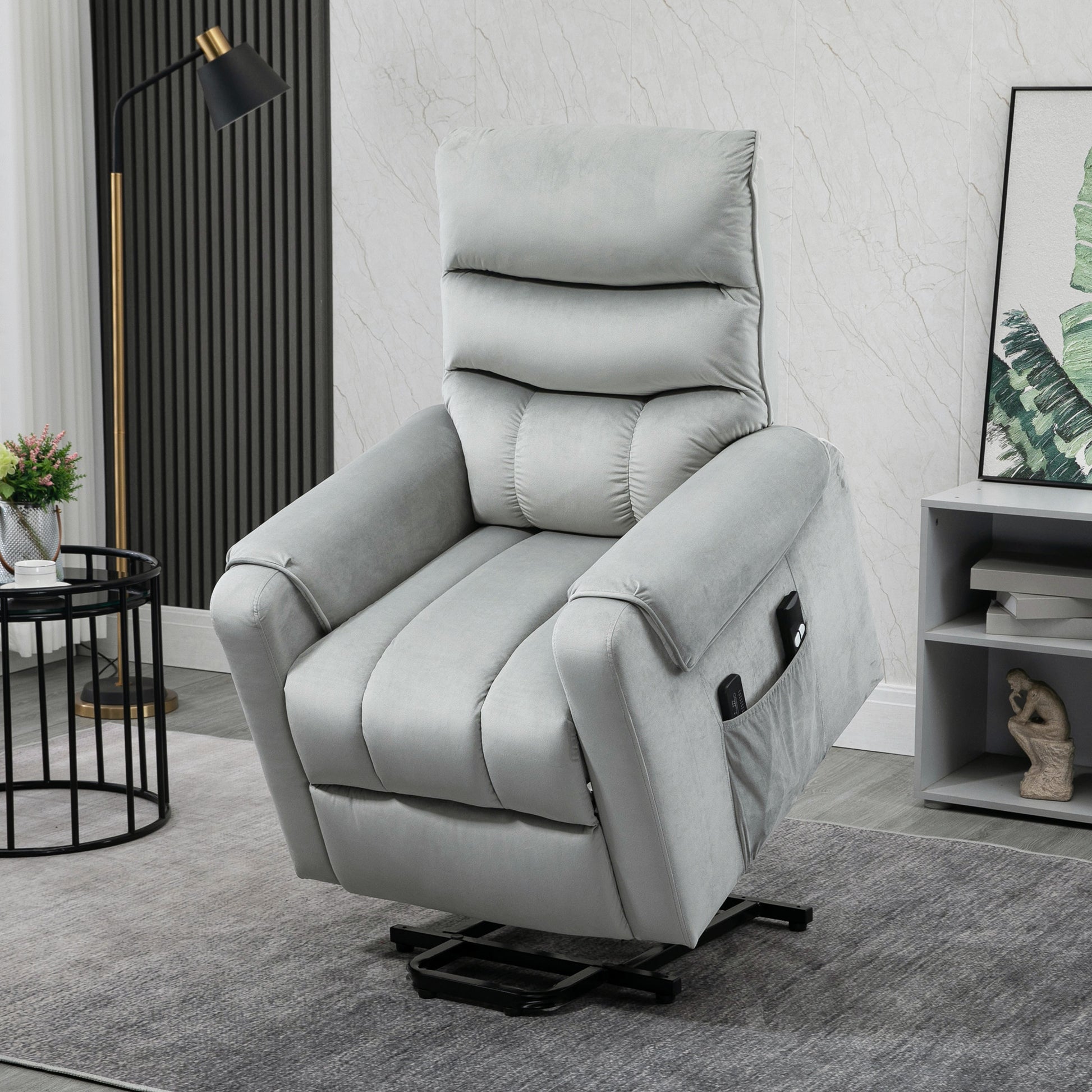 Relaxing Armchair with 135° Reclining, Massaging and Lifting with Remote Control, 79x97x103cm, Gray - Borgè