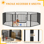 8-Panel Modular Indoor/Outdoor Dog Playpen, Steel, 164x164x60 cm, Black