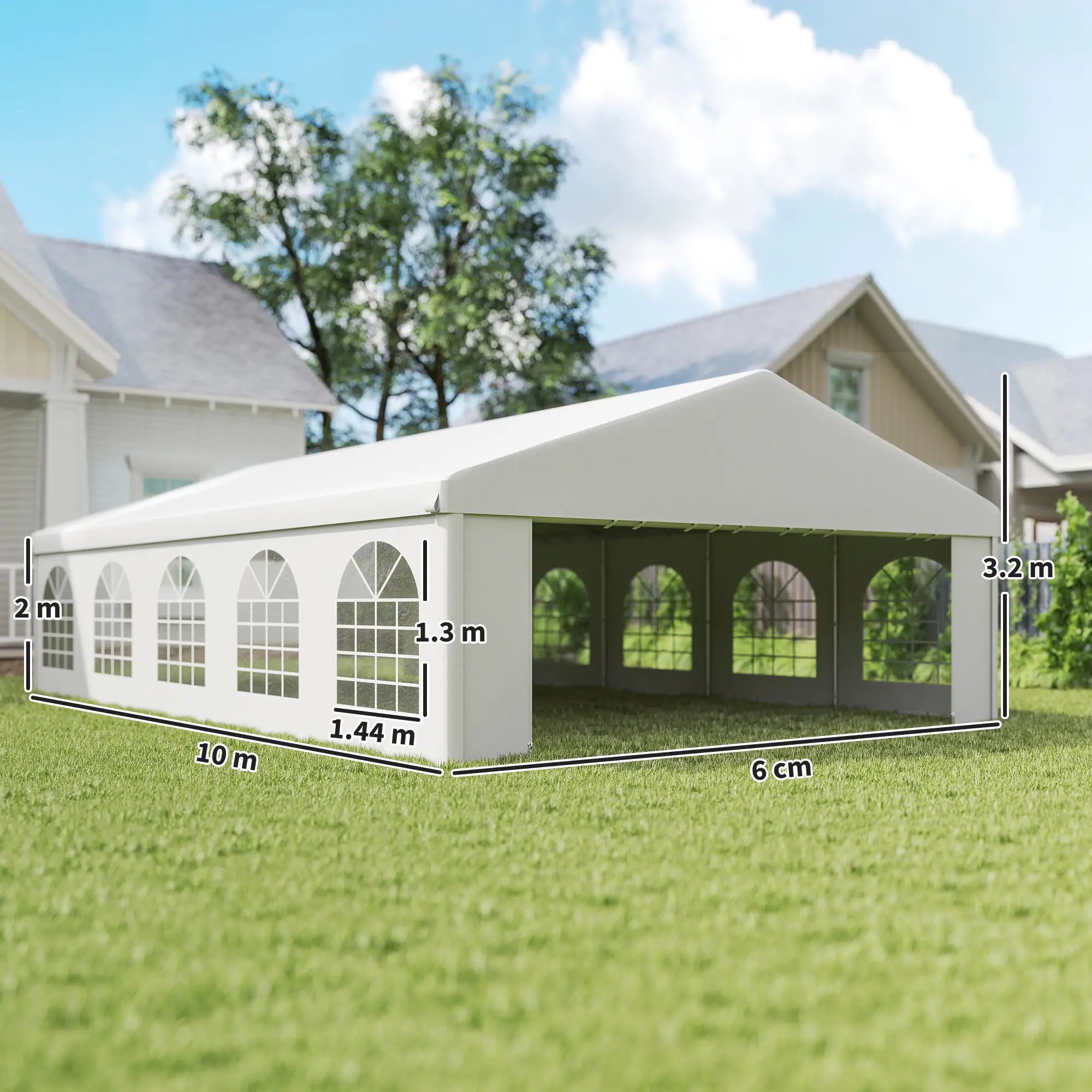 10x6m Garden Gazebo with Removable Walls and Windows, Steel and Polyester - Borge' Group Limited