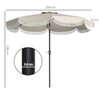 Outsunny 2.7x2.4 m Round Garden Umbrella with Crank Handle, Metal and Polyester, Light Grey